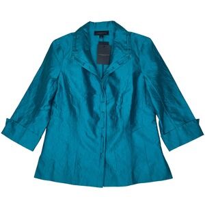 NEW Classiques Entier Atelier Blazer Jacket Womens Medium Teal Crinkle Designer